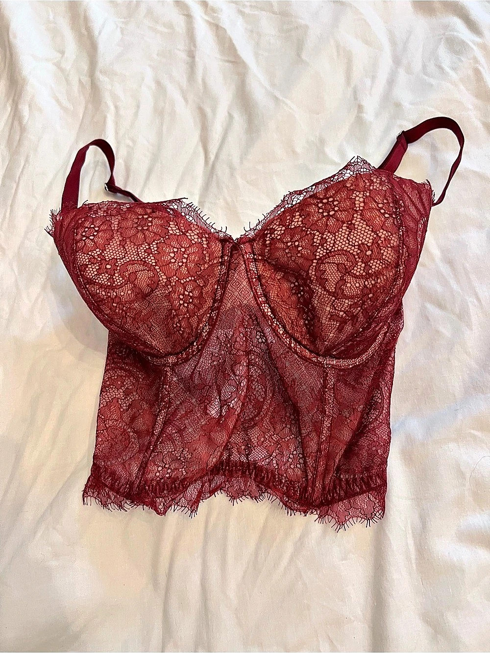 VS Lace Bustier Bra in Red Like New